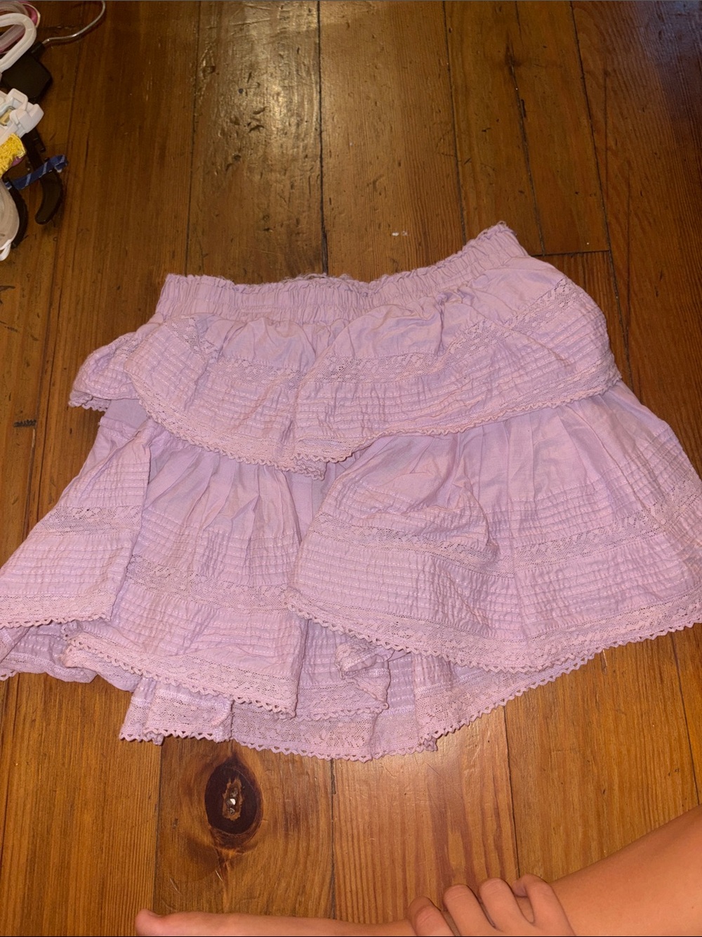LSF Womens Lavender Tiered Ruffle Skirt